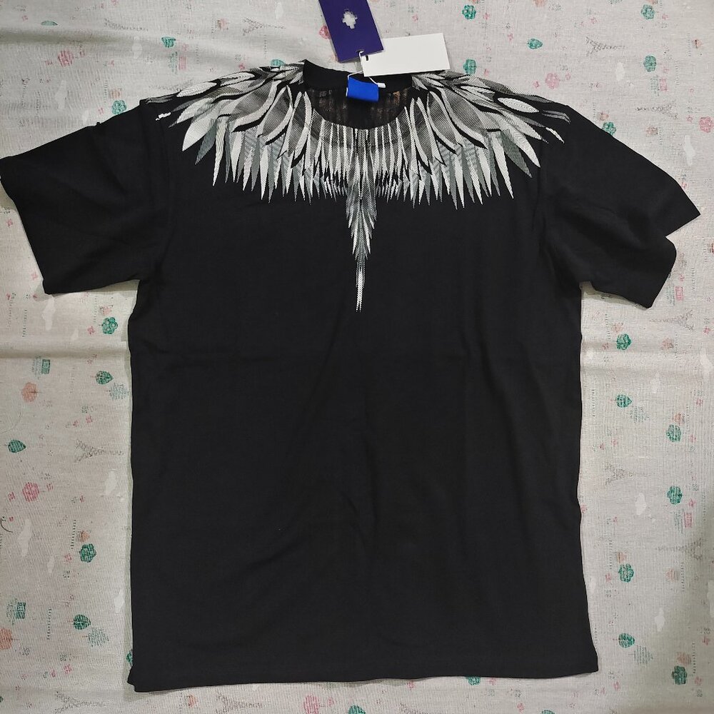 Marcelo Burlon Wing Print Streetwear Black Short-Sleeve T-Shirt